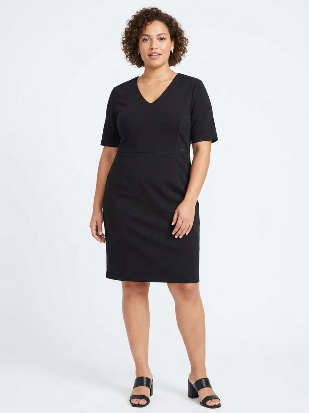 LK Bennet Black Short Sleeve Knee Length Dress Size 16 NWT